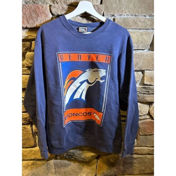 Vintage‎ 1990s Denver Broncos Pro player Blue crewneck sweatshirt - Picture 1 of 5